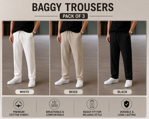 Single Line Baggy Trouser - White