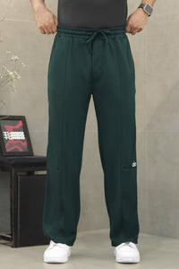 Alo Icons Pleated Loose Bottom Trouser In Dark Green