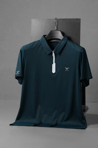Armni Breathable Gym & Sport Top Imp Dry-Fit Polo In Dark Navy